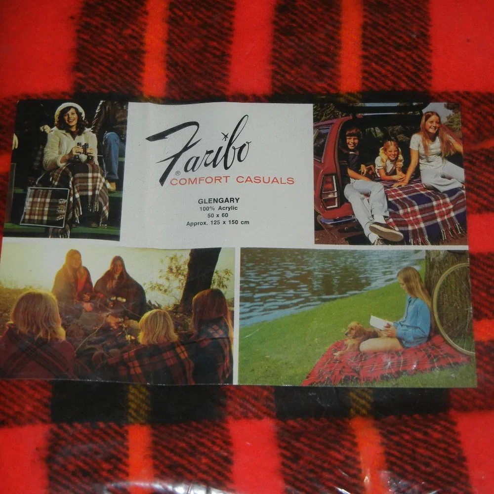 Faribo Red/Black Plaid Stadium Lap Throw Blanket 50